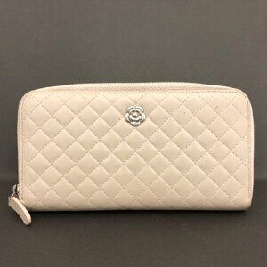 CHANEL Camellia Quilted Matelasse Lambskin Zip Around Long Wallet lux175-101225